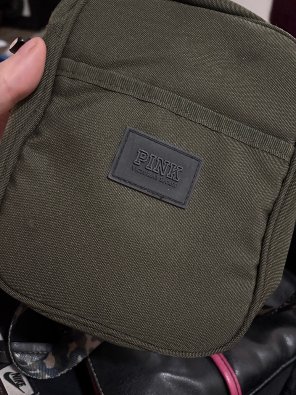 PINK Victoria's Secret Olive Green Crossbody Belt Bag